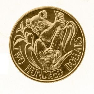 1986 Australian Koala Gold $200 Coin, Uncirculated in Sleeve