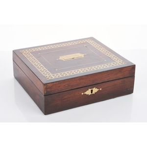 Georgian Rosewood Sewing Box Mirror Pair with Mother of Pearl