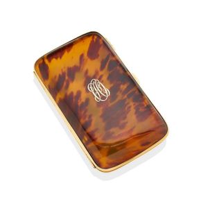 A tortoiseshell cigar case, Birmingham 1921. The rectangular…