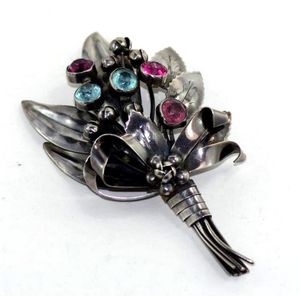 Vintage Hobe Sterling 1940's Floral Bow Brooch