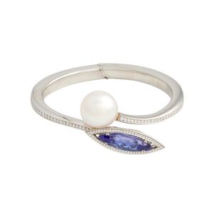 Paspaley Platinum South Sea Pearl Tanzanite Diamond Marquise Bangle ...