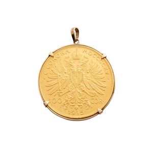 1915 Austrian 100 Corona Coin Pendant in 9ct Gold Frame - Pendants ...