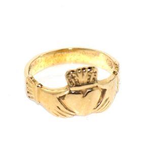 9ct Gold Irish Claddagh Ring, Size 6/M - 3.2gms - Rings - Jewellery