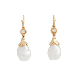 Paspaley, pair of 18ct gold, pearl and diamond earrings, circa ...