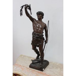 A patinated bronze sculpture: 'Vainqueur' by Eugene Marioton…