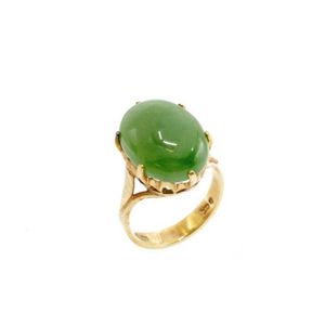 Nephrite jade set 9ct rose gold ring marked 9ct. Approx cab… - Rings ...