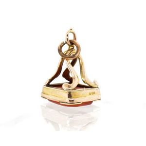 Antique citrine set 9ct rose gold fob seal marked Aw 9c. Approx&hellip;