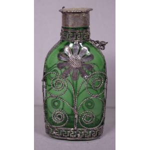 Vintage silver cased perfume bottle, floral decorated silver&hellip;