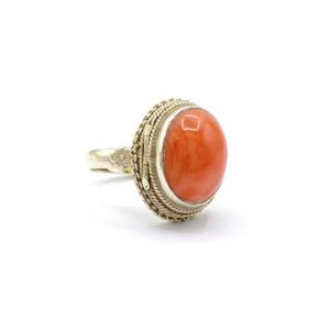 Coral set silver gilt 'poison' ring marked silver. Approx oval… - Rings ...