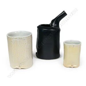 Chris Weaver three porcelain pieces; a black small pouring&hellip;