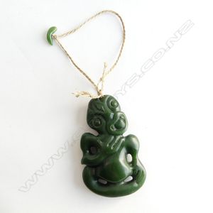 A contemporary Maori carved pounamu hei tiki, ' B ' type, head… - New ...