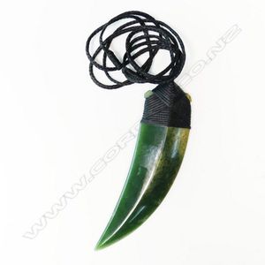 Jaded Tainui carved pounamu (raukaraka) rei niho (eye tooth)&hellip;