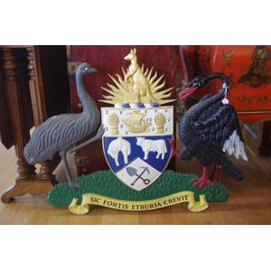 Early Bank of NSW building plaque in cast metal, 59.5 cm high,…