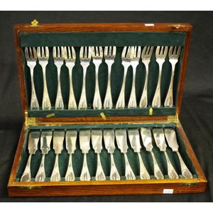Boxed set twelve Christofle fish knives & forks silver plated…