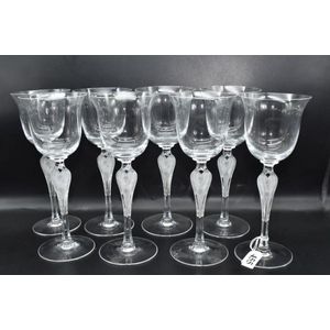 Suite of eight Faberge Pavlova pattern stem crystal wine…