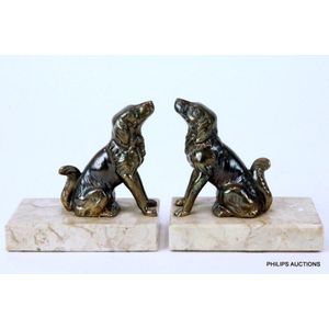 A pair of Art Deco spelter dog bookends, circa 1930 the pair,&hellip;