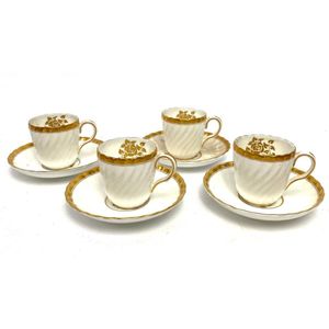 Minton Chatham Green 4 demitasse cups and saucers - vintage fine china