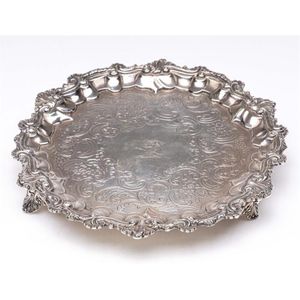 A William IV English hallmarked sterling silver salver,…