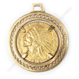 Vintage Coin Necklace 22ct Gold Plated Antique 1918 Coin Pendant