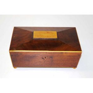Regency flame mahogany table top box of shallow sarcophagus&hellip;