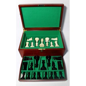 A traditional chess set in house of Staunton box, with lift out…