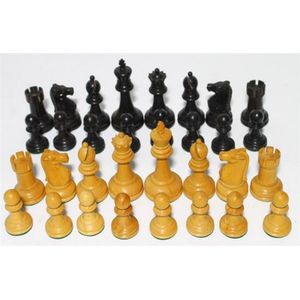 Weighted turned timber chess set, white King marked 'Jacques,…