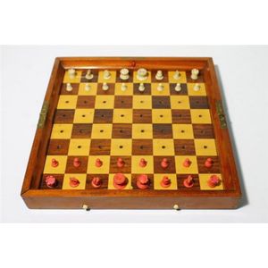A Victorian Jaques & Sons timber travelling chess board with…