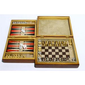 A pair of Italian Dunhill travel games, chess and backgammon,…