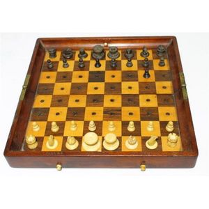 A Jacques 'In Statu Quo' foldover chess set. Provenance: The…