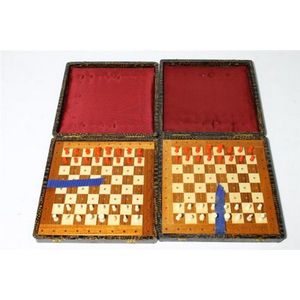 Two sets of Jacques travelling chess sets, in faux crocodile…