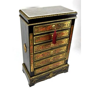 A Napoleon III boulle chest of drawers, C.1870, ebony in veneer,…