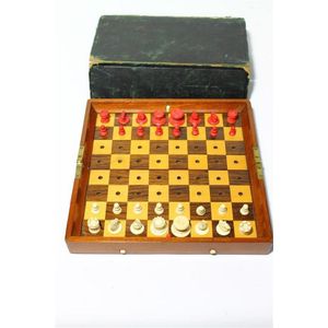 A Jacques & Son Statu Quo timber fold-over travelling chess set…