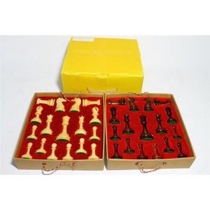 A Staunton triple weighted Felted turned boxwood chess set,…