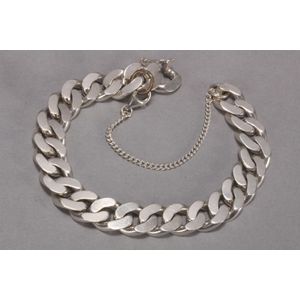 7.6mm Chunky Link Chain Bracelet with Heart Charm in Sterling Silver and  14K Gold Plate - 7.5