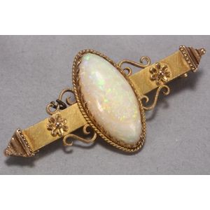 Australian 15ct gold and opal bar brooch, stamped 15ct verso ...