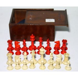 A Jacques ivory chess set in timber case, ex Bonhams, ivory in…