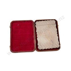 Victorian sterling silver card case by Nathaniel Mills waved…