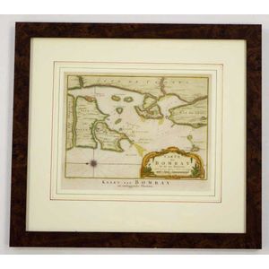 Mid 18th century coloured copper plate map 'Carte de Bombay Et…