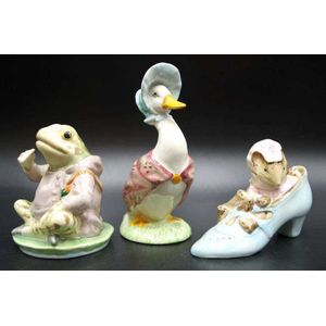 Three Royal Albert Beatrix potter figurines including Jeremy…