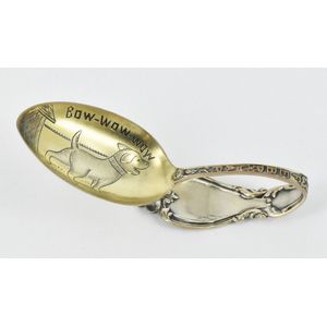An American sterling silver baby spoon, 'Bow Wow Wow'. Weight…