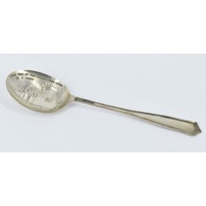 An American sterling silver baby spoon, 'There was an old woman…