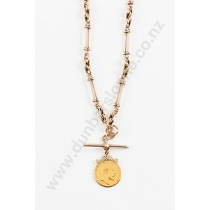 Edwardian 9ct rail and Roped link Albert chain, with 1909 full&hellip;