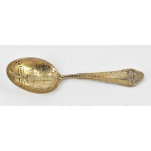 An American sterling silver baby birth spoon, W. Allan lavender,…