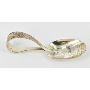 An American sterling silver baby spoon, well decorated with…