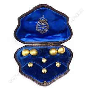 A c.1900 18ct yellow gold cufflink and shirt stud set, in… - Cufflinks ...