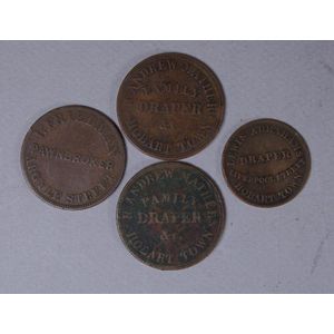 Four 19th century Tasmanian trade tokens comprising of an I.…