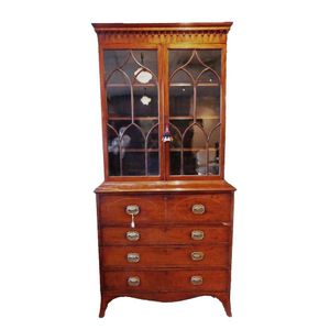 A late Georgian mahogany library bookcase secretaire, having&hellip;