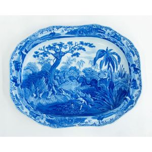 A large 19th century Spode meat ashet, Indian sporting series:&hellip;
