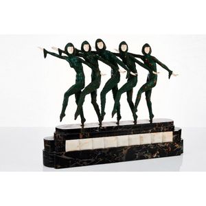 After Demetre Chiparus, Les girls, cold-painted bronze and…