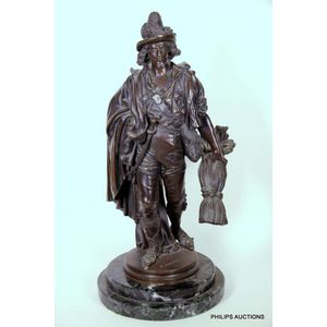 A bronze figure of a man by Alfred-Jean Halou (1875-1939), a…